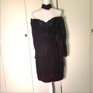 Vintage Scott Mcclintock Velvet Burgundy Dress 8